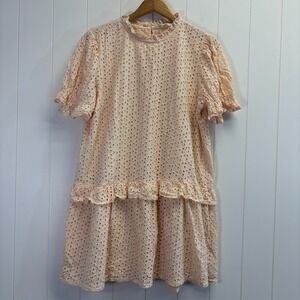 Wishing Waves Womens Cottage Eyelet Lace Mini Dress Size XL Balletcore Romantic